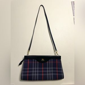 Authentic Vintage Navy Blue Novacheck Burberry Canvas Crossbody Bag